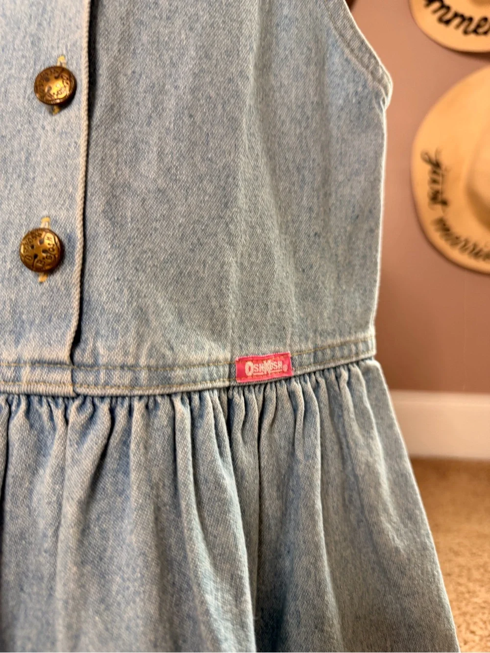 OshKosh B'gosh Light Blue Denim Button-Front Sleeveless Dress